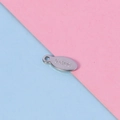 Polished silver stainless steel oval droplet pendant with S.Steel engraving on dual background - Polished Silver