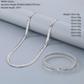 Conjunto de collar y pulsera de acero de titanio plateado de 5,5 mm con eslabón plano - 5.5mm Acero/Pulsera 20cm