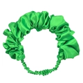 Elastic bright green satin pleated headband with premium glossy silk finish for women - Green