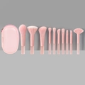 Mini peach pink makeup brush set with 10 brushes and matching pink zipper pouch - 10pcs Pink With Zipper Bag