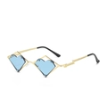 Occhiali da sole cuore hip-hop con montatura in oro e lenti blu chiaro - Montatura Dorata Lenti Blu