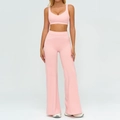 Ensemble de yoga rose pâle 2 pièces avec brassière col U et pantalon large taille haute - S / Haut Et Bas / Soutien-gorge + Pantalon large / Rose Pêche
