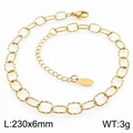 Golden stainless steel square link anklet with lobster clasp and extension chain - Metallic Chain Style (KJ3727-Z) / Gold