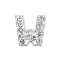 Silver-plated 10mm rhinestone letter W charm pendant for DIY pet collars and jewelry making - 10mm / Letter W with Rhinestone