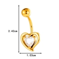 Gold heart-shaped belly button ring with clear cubic zirconia crystal 2.42cm length - 0188-1# Heart Style / Gold