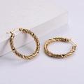 Classic gold twisted rope hoop earrings made of durable titanium steel for women - Gold