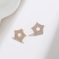 Elegant rose gold star earrings with pavé crystals and cutout center for women - Hollow Pavé Rhinestone Five-Pointed Star (#123) / Rose Gold