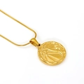 Vintage round zodiac pendant necklace in gold finish with sleek snake chain design - Virgo