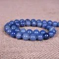 Natural blue aventurine round beads coiled on rustic linen background for DIY jewelry - 4mm (Approx 90 Beads)