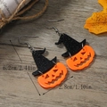 Halloween Kürbis Ohrringe mit Hexenhut, Acrylschmuck, Gesamtlänge 6,2 cm für Damen - Kürbiskopf