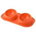 Orange double pet bowl for cats and dogs with spill-proof integrated base and high finish - Orange (Single Bowl Style) / 41*22.5*8.5cm