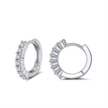 Elegant S925 sterling silver hoop earrings with sparkling cubic zirconia in silver - Silver Row Zirconia Hoop (APE55-P)