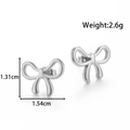 Silver bow stud earrings in stainless steel with 1.31cm height and 1.54cm width - YE-092 / Silver