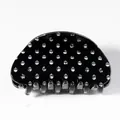 Pinza per capelli a semicerchio nera con teschi bianchi e finitura lucida - Teschio