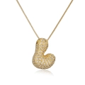 Gold plated initial J pendant necklace with pave-set cubic zirconia on box chain - Letter L