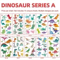 Set de 10 tatuajes temporales impermeables para niños con varios diseños de dinosaurios - Serie Dinosaurio B