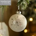 8cm matte white Christmas ball with silver snowflake patterns and white ribbon - 8x9cm / Silver Snowflake Style