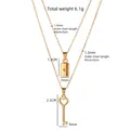 Zweilagige goldene Edelstahlkette mit Schlüssel- und rechteckigem Steinanhänger - Stern-Quadrat-Tag & Schlüssel Stil
