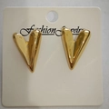 Polished 18K gold plated stainless steel elongated heart stud earrings for women - Long Heart V Shape / 18K Gold