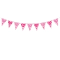 Pink Breast Cancer Awareness bunting banners with Hope and Love heart patterns - Triangle Flag (Hope/Love)