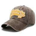 Berretto da baseball marrone lavato vintage con ricamo Feature 85 sul davanti - Regolabile / caffè