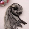 Knitted cashmere-like scarf with beige and brown plaid pattern and fringe detail - XLB-007 Beige and Brown