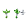 S925 sterling silver butterfly earrings with sparkling marquise-cut green zircon stones - Green Silver