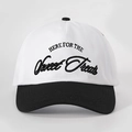 Détail de la casquette de baseball en coton contrasté noir et blanc avec broderie - Réglable / Blanc et Noir Épissage