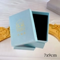 Scatola regalo per gioielli azzurra 7x9cm con logo dorato e interno nero - Illustrazione Fata Bronzante / 7x9cm / Azzurro