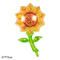 Sunflower shaped foil balloon for wedding decor, yellow and green, size 47x75cm - Sunflower