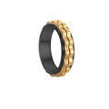 Stress-relief rotating titanium steel ring with black inner band and gold gear design - Black & Gold
