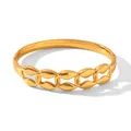Dettaglio del bracciale placcato oro 18k a catena cava con specifiche e dimensioni - Design a Catena Muso di Maiale (HC-B20452)