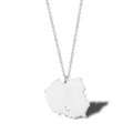 Minimalist silver Poland map outline pendant necklace with heart cutout design - Poland Capital - Silver