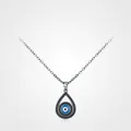 Halskette aus S925 Sterlingsilber mit blauem bösen Blick und schwarzem Zirkon-Inlay - S925 Sterling Silber/Böser Blick