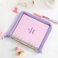 Purple glitter PVC 3-ring binder notebook with cherry design and zipper closure - Grid Inner Page / Purple
