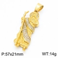 Colgante de San Judas para hombre en oro con circonitas blancas 57x21mm - Colgante de Figura Religiosa Estilo B (KP130942-MZOZ)