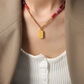 Chinese style beaded necklace with gold 'Fortune' pendant and colorful abacus beads - Abacus Beads Spliced Style (P384-37+8cm)
