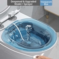 Transparent blue sitz bath for postpartum care with manual pressure sprayer and deep basin - [PET] Transparent Blue + Hook + Flusher