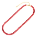 Elegant gold necklace featuring rectangular red zircon stones with lobster clasp - Rose Red