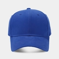 Detailed close-up of blue cotton twill baseball cap showing stitching and fabric texture - Adjustable / Sapphire Blue