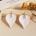 Artistic white enamel leaf-shaped earrings with premium gold plating finish - White Calla Lily Style