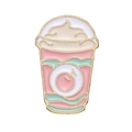 Badge émaillé mignon en forme de boisson rose et vert menthe avec bordure dorée - Style de Gobelet de Boisson Froide (XZ8751)