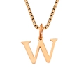 Minimalist rose gold stainless steel letter W pendant necklace with box chain - Letter W-Rose Gold