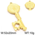 Ciondolo a chiave vintage Medaglia di San Benedetto dorata in acciaio inossidabile - Stile Oro Grande (KLJ5910-Z)