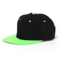 Casquette hip-hop snapback noire avec visière plate vert néon et détails - Noir/Vert Néon