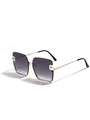 Square metal sunglasses with gradient grey lenses and large white pearl accents - Gradient Grey