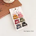 Set of 6 Morandi color mini hair claws in assorted matte finishes, 2.5cm size - Style 003# Matte Flower (6Pcs) / Length approx 2.5cm