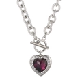 Collana con chiusura a T in argento con catena a maglie e ciondolo a cuore viola - Cuore Viola Argento (KN19290-Z)