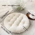Quilted round tatami chair cushion in off-white linen with 40cm diameter and 6cm thickness - Diameter 15.7*2.4in / Round