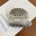 Niedliche grau verlaufende Pudel-Haarklammer mit weißer Schleife und Strassstein - 7.5cm / Grau